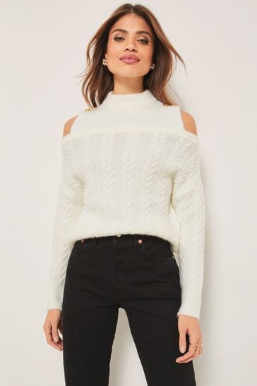 cold shoulder high neck top