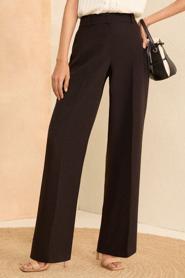 Love & Roses Black High Waist Wide Leg Tailored Trousers