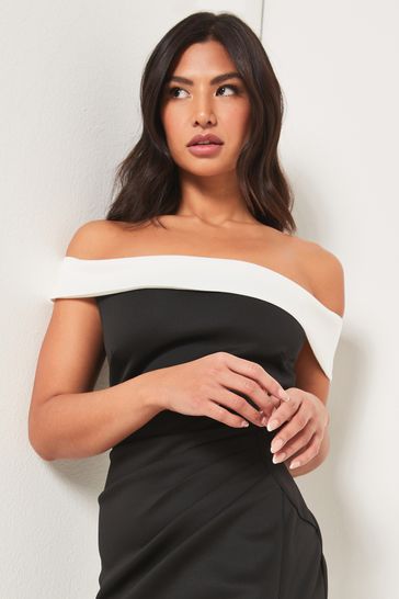 Lipsy Monochrome Bardot Midi Dress