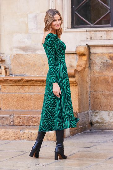 Buy Sosandar Green Square Neck Jersey Midi Dress from Next Ireland