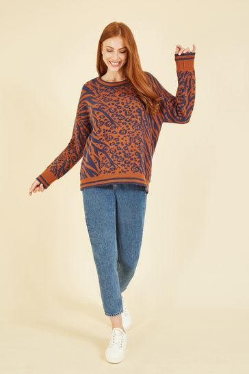 Buy Yumi Orange Animal and Zebra Print Intarsia Jumper from Next