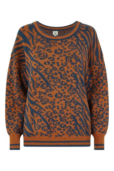 Orange leopard print jumper sale