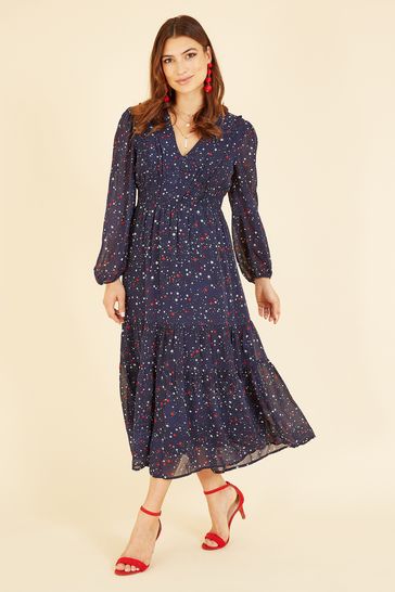 Blue star print dress store