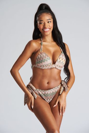 Buy South Beach Neutral Multi Moulded Cup Crochet Bikini Set from