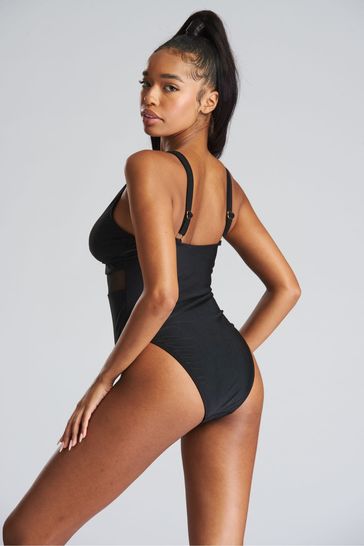 Black mesh shop swimsuit uk