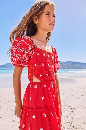 Lipsy broderie 2025 tiered mini dress