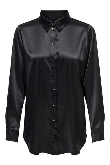 oversized black satin shirt