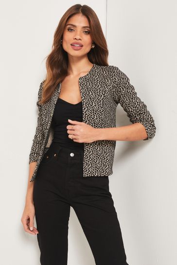 Buy Lipsy Leopard Cropped Long Sleeve Blazer from Next Kuwait