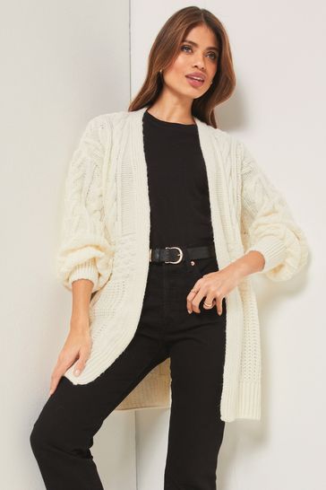 Lipsy Ivory Mixed Cable Cardigan