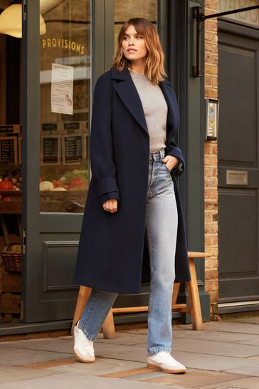 Friends Like These Navy Blue Longline Tailored Smart Coat