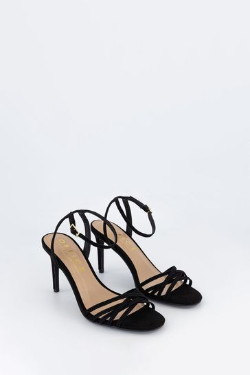 Office black top strappy sandals
