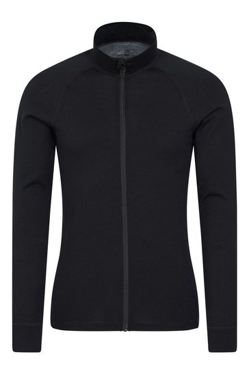 Mountain Warehouse Black Merino Mens Full-Zip Thermal Top