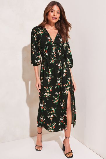 Lipsy black floral best sale dress