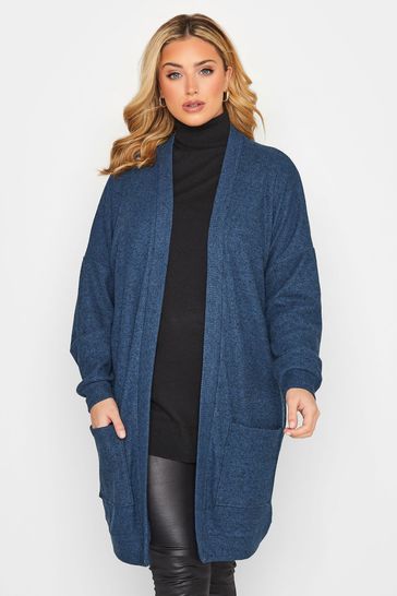 Yours Curve Blue Soft Touch Pocket Cardigan