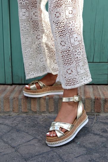 Flatform gold deals sandals