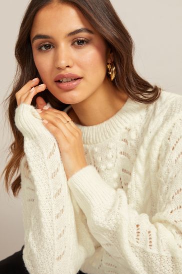 Buy Friends Like These White Long Sleeve Bobble Jumper from Next Denmark