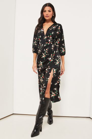 Lipsy black floral dress online