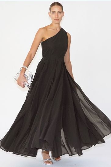 Religion Black One Shoulder Maxi Dress With Full Skirt