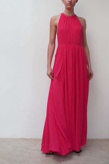 High neck on sale pink maxi dress
