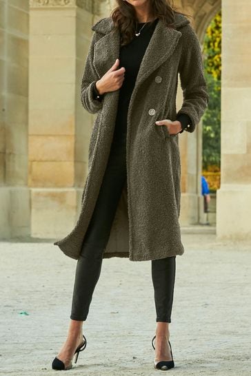 Buy Sosandar Green Borg Coat from Next Luxembourg