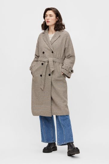 OBJECT Brown Heritage Trench Style Coat With Wool