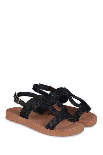 Black slingback flat sandals outlet