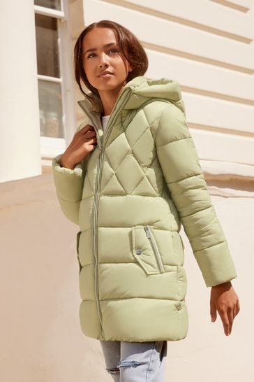 Lipsy Olive Green Diamond Quilted Duvet Coat
