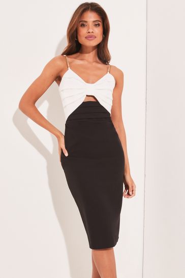 Monochrome bow shop twist midi dress