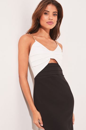 Buy Lipsy Black White Cut Out Bow Chain Strap Midi Dress from Next