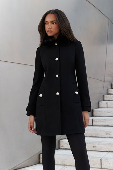 Black fur collar deals
