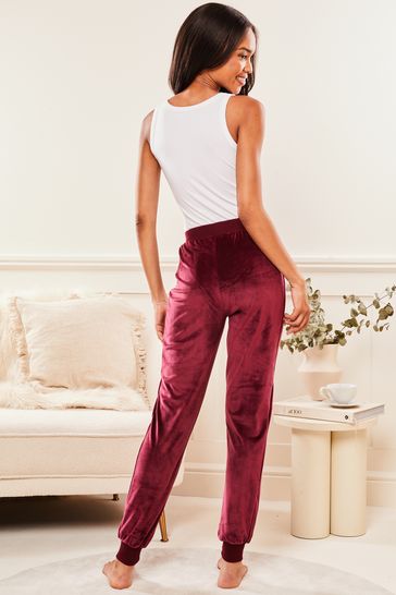 Buy Lipsy Berry Red Petite Super Soft Cuffed Velour Joggers from