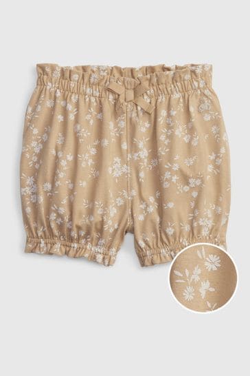 Gap Brown Print Ruffle Cotton Baby Shorts