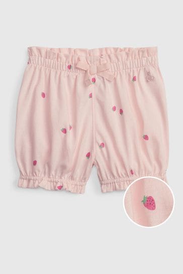 Gap Pink Print Ruffle Cotton Baby Shorts