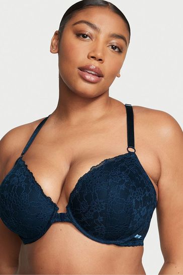 Buy Victoria's Secret Noir Navy Posey Lace Lightly Lined Demi Racerback Bra  from Next Lithuania