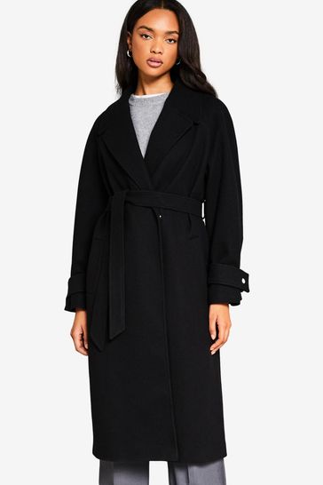 Buy Lipsy Black Belted Smart Wrap Trench Coat from Next Kuwait