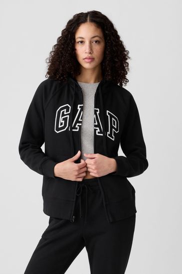 Gap Black Logo Zip Up Hoodie