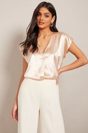 Buy Friends Like These Ivory V Neck Short Sleeve Satin Blouse from Next USA