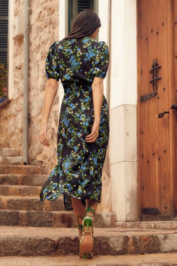 Black floral summer dress hot sale