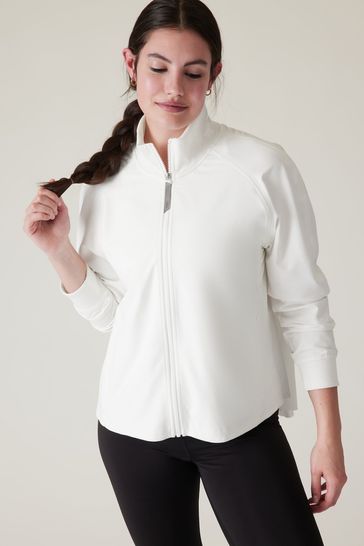 Athleta White Advantage Zip Up Jacket