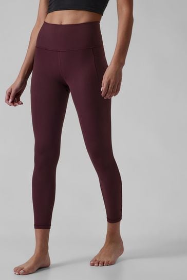 Athleta Burgundy Red Salutation Stash 7/8 Leggings