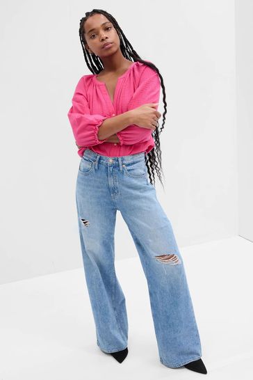 Gap Ripped Wide Leg Jeans