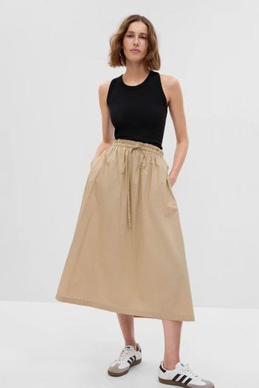 Khaki on sale paperbag skirt