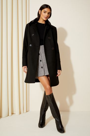 Fur collar military coat hot sale