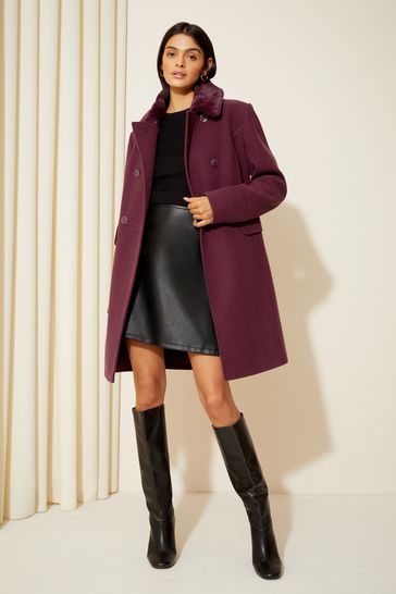 Fur collar military coat store