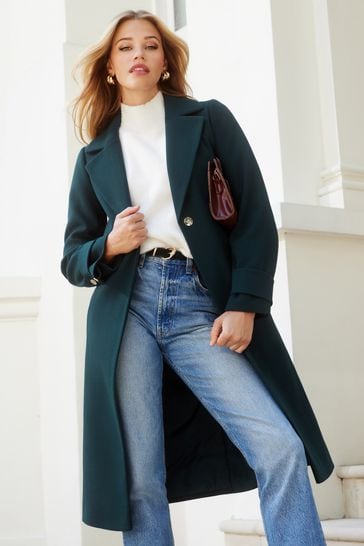 Friends Like These Teal Green Longline Tailored Smart Coat
