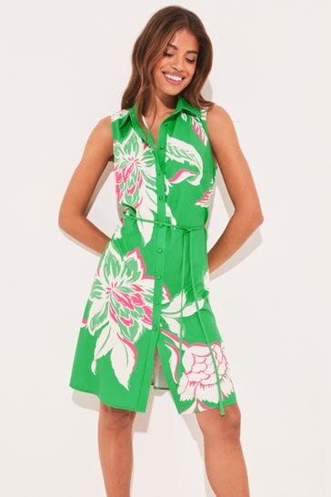 Buy Lipsy Green Floral Sleeveless Tie Waist Mini Shirt Dress from Next Croatia