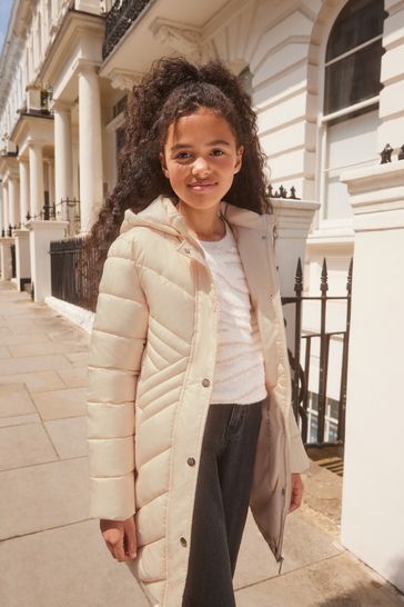 Buy Lipsy Cream Lightweight Longline Padded School Coat from Next