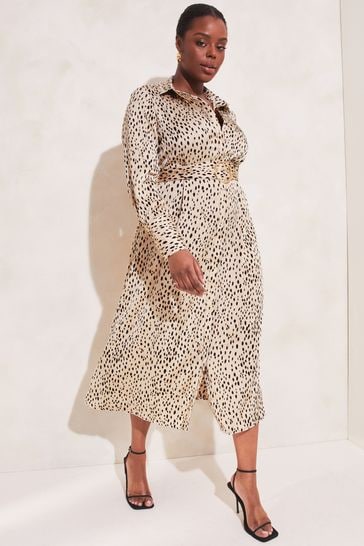 Buy Lipsy Animal Curve Belted Long Sleeve Sleeve Maxi Shirt Dress