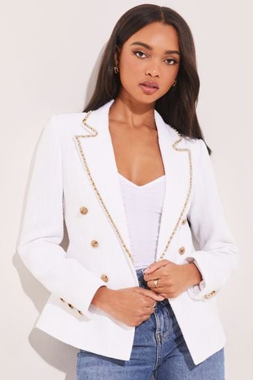 Lipsy Ivory Pearl Military Blazer