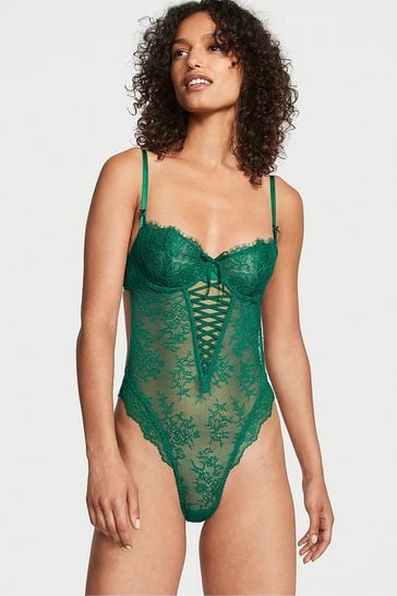Green lace bodysuit deals